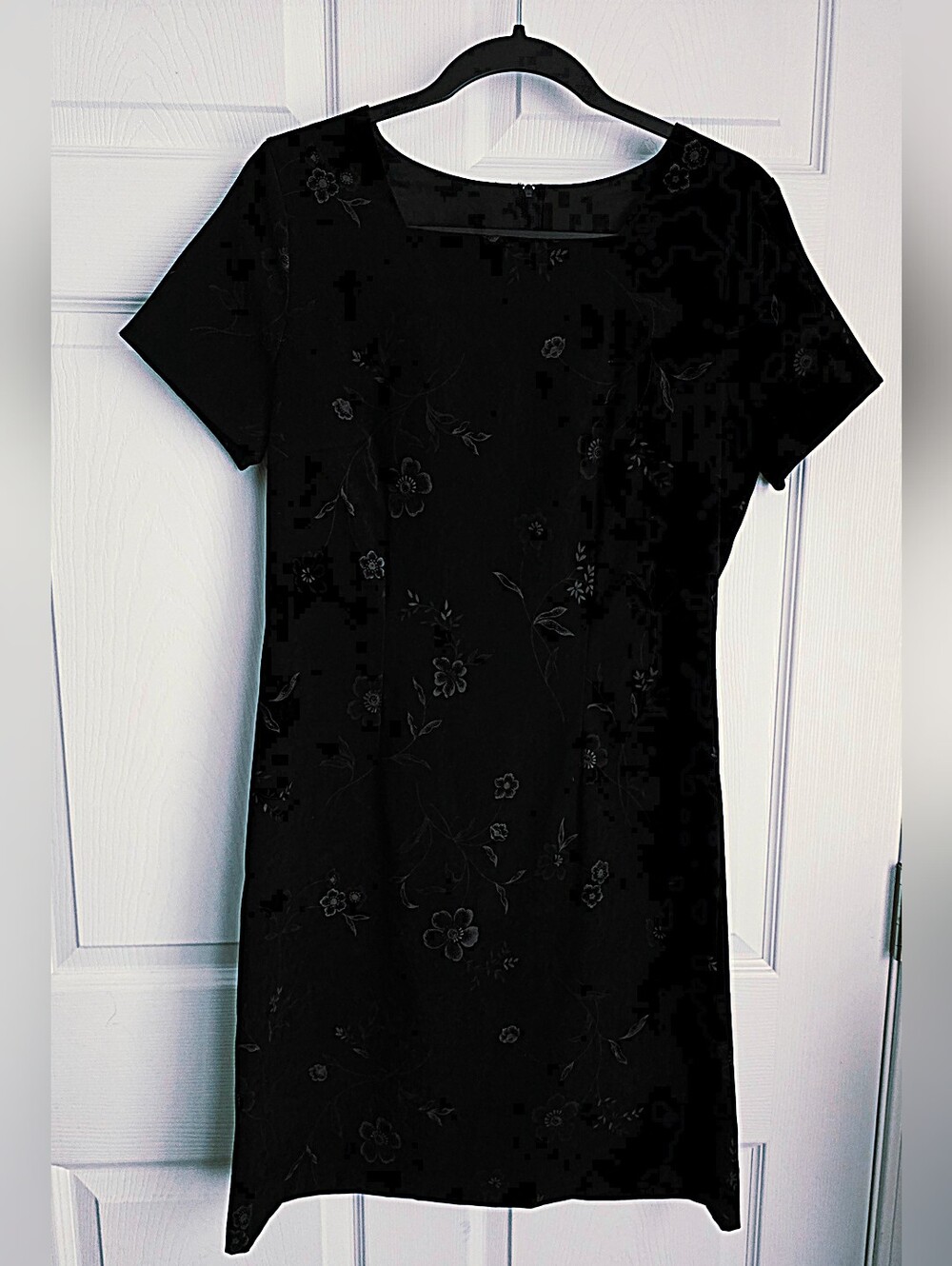 Vintage 90s AGB California Black Velvet Floral Cocktail Dress 10